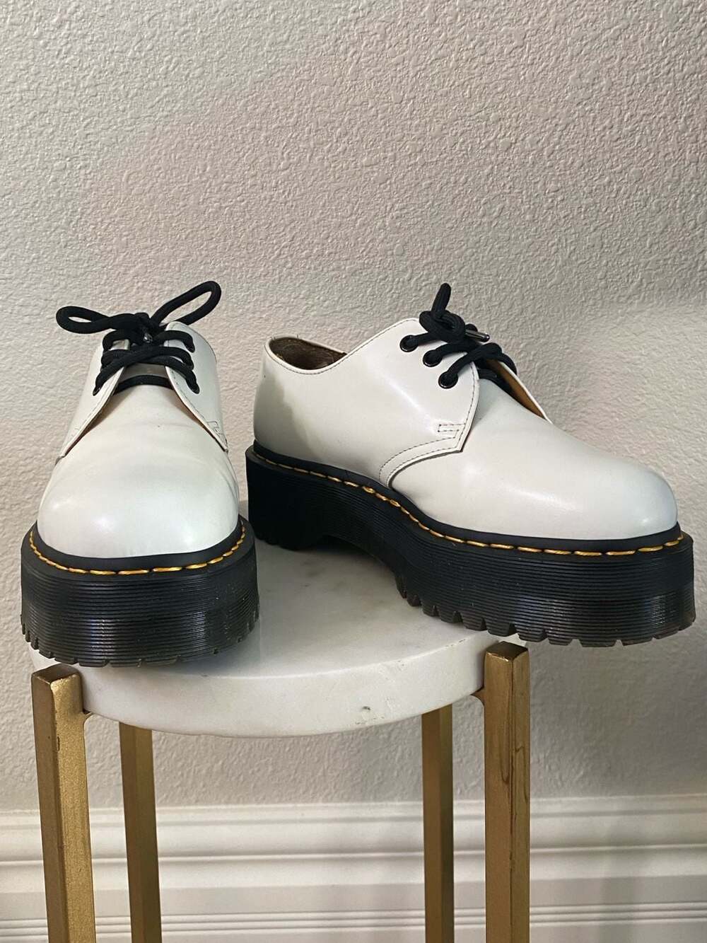 Dr. Martens 1461 Quad Platform Shoes White Leather